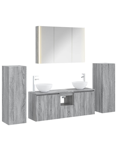 Set di mobili per il bagno 6 pcs Sonoma grigio