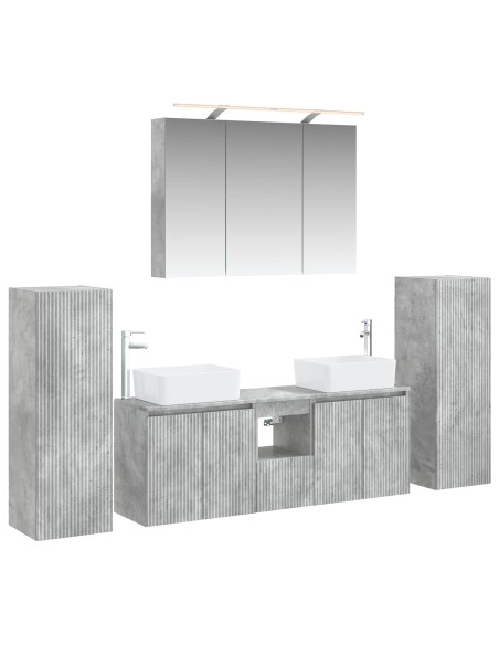 Set di mobili per il bagno 6 pcs Grigio Cemento
