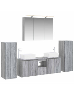Set di mobili per il bagno 6 pcs Sonoma grigio