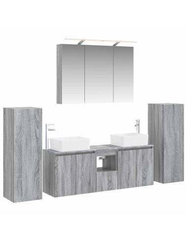 Set di mobili per il bagno 6 pcs Sonoma grigio