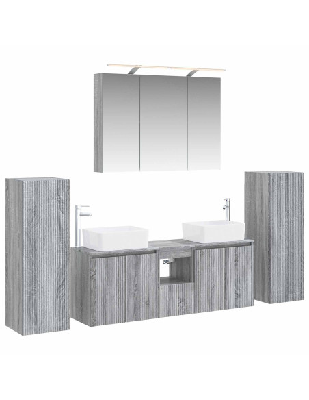 Set di mobili per il bagno 6 pcs Sonoma grigio