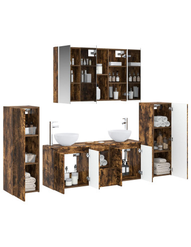 Set di mobili per il bagno 6 pcs Rovere Fumo