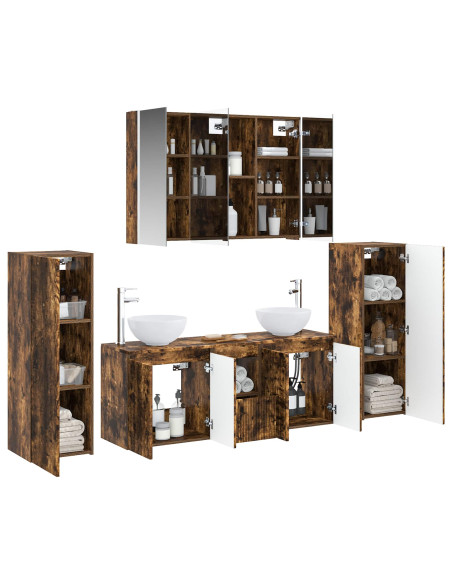 Set di mobili per il bagno 6 pcs Rovere Fumo