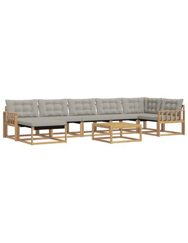 Set di divani da esterno 8 pcs Bianco e Grigio Chiaro