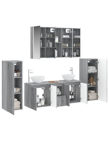 Set di mobili per il bagno 6 pcs Sonoma grigio