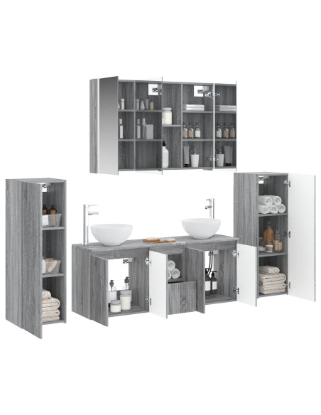 Set di mobili per il bagno 6 pcs Sonoma grigio