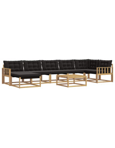 Set di divani da esterno 8 pcs Bianco e Nero 2