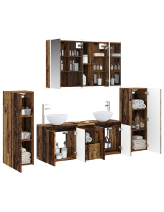 Set di mobili per il bagno 6 pcs Legno antico 2