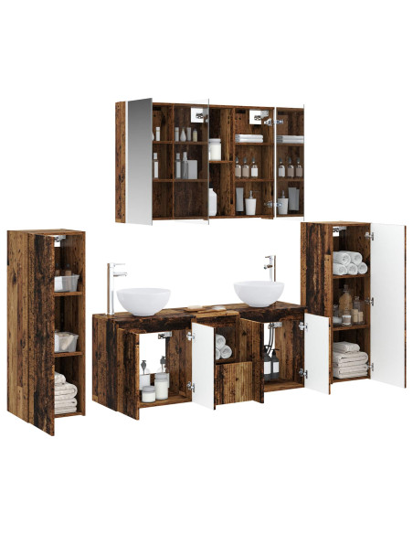 Set di mobili per il bagno 6 pcs Legno antico