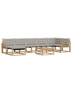 Set di divani da esterno 8 pcs Bianco e Grigio Chiaro 2