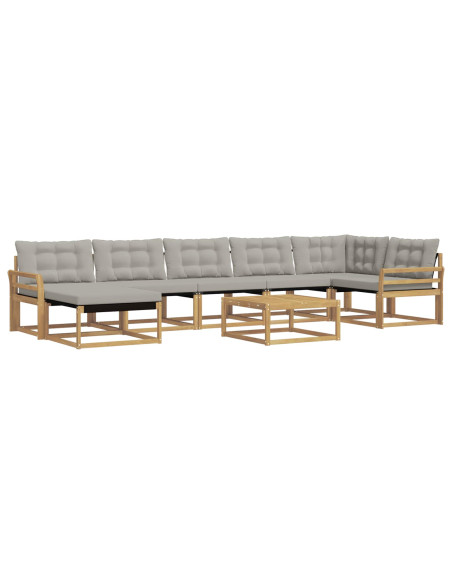 Set di divani da esterno 8 pcs Bianco e Grigio Chiaro