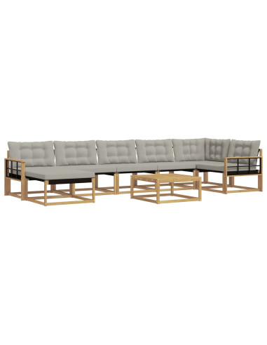 Set di divani da esterno 8 pcs Bianco e Grigio Chiaro