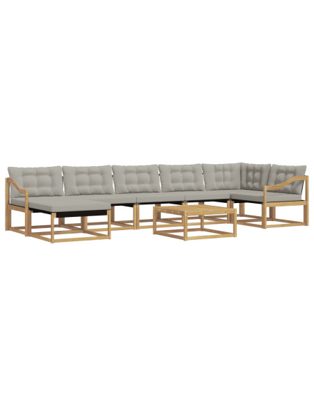 Set di divani da esterno 8 pcs Bianco e Grigio Chiaro