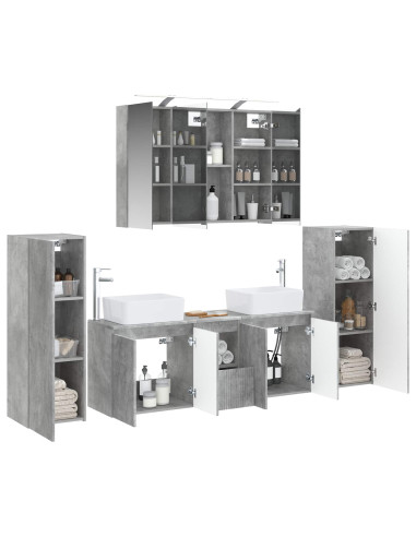 Set di mobili per il bagno 6 pcs Grigio Cemento