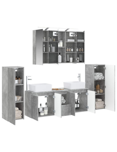 Set di mobili per il bagno 6 pcs Grigio Cemento