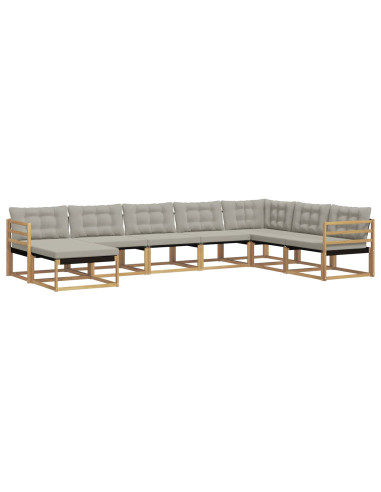 Set di divani da esterno 8 pcs Bianco e Grigio Chiaro