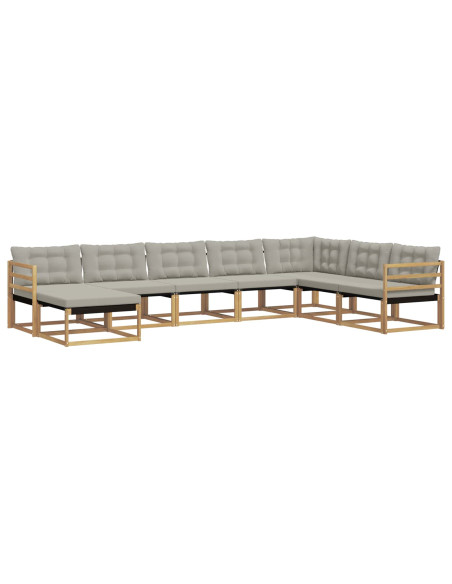 Set di divani da esterno 8 pcs Bianco e Grigio Chiaro