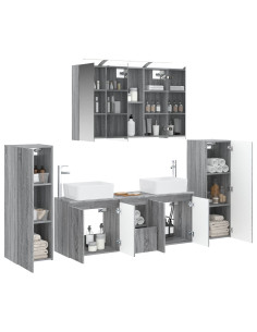 Set di mobili per il bagno 6 pcs Sonoma grigio 2