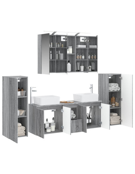 Set di mobili per il bagno 6 pcs Sonoma grigio