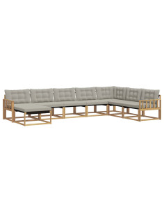 Set di divani da esterno 8 pcs Bianco e Grigio Chiaro 2
