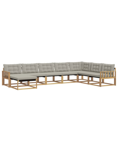 Set di divani da esterno 8 pcs Bianco e Grigio Chiaro
