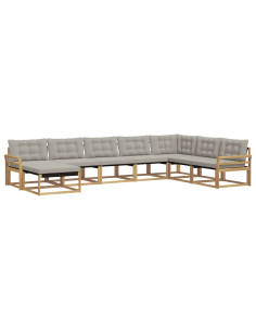 Set di divani da esterno 8 pcs Bianco e Grigio Chiaro 2