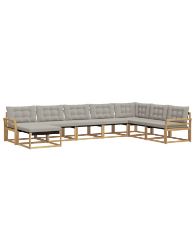 Set di divani da esterno 8 pcs Bianco e Grigio Chiaro
