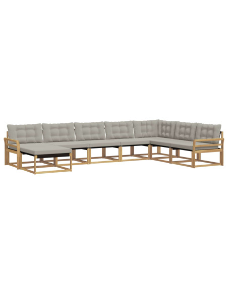 Set di divani da esterno 8 pcs Bianco e Grigio Chiaro