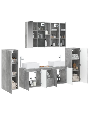 Set di mobili per il bagno 6 pcs Grigio Cemento