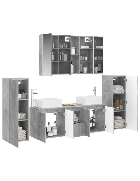 Set di mobili per il bagno 6 pcs Grigio Cemento