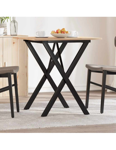 Tavolo da Pranzo Telaio a X 70x70x75 cm Legno Pino e Acciaio
