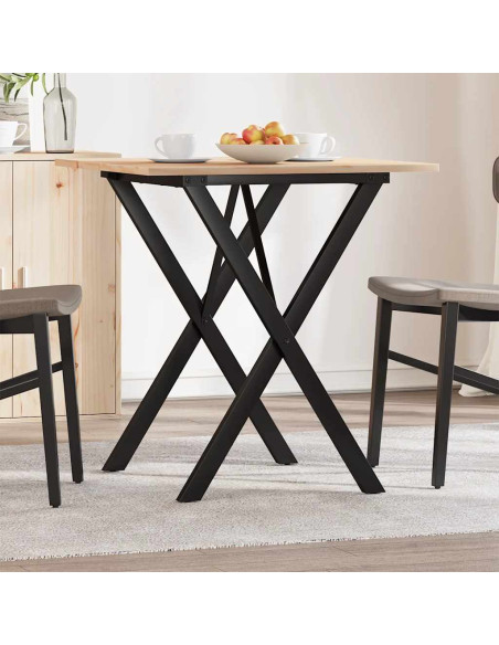 Tavolo da Pranzo Telaio a X 70x70x75 cm Legno Pino e Acciaio