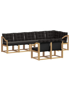 Set di divani da esterno con cuscino 8 pcs Bianco e Nero 2