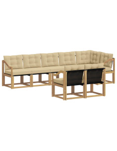 Set di divani da esterno con cuscino 8 pcs Bianco e Beige 2