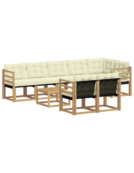 Set di divani da esterno con cuscino 9 pcs Bianco e Crema