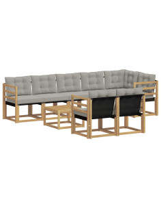 Set di divani da esterno 9 pcs Bianco e Grigio Chiaro 2