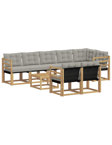 Set di divani da esterno 9 pcs Bianco e Grigio Chiaro