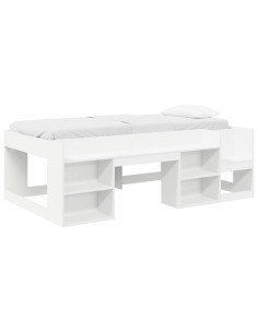 Telaio del letto con storage Bianco 90 x 190 cm
