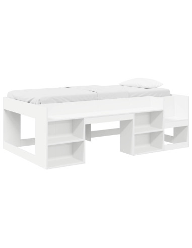 Telaio del letto con storage Bianco 90 x 190 cm