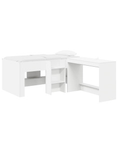 Letto alto per bambini con scrivania Bianco 80 x 160 cm