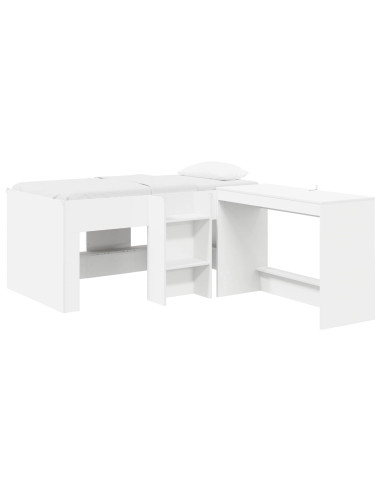 Letto alto per bambini con scrivania Bianco 80 x 160 cm