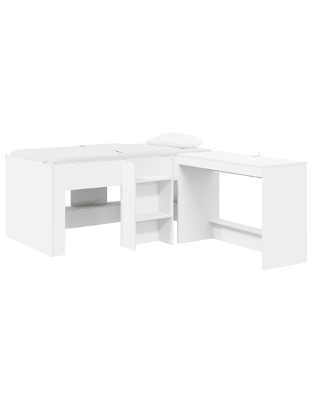 Letto alto per bambini con scrivania Bianco 80 x 160 cm