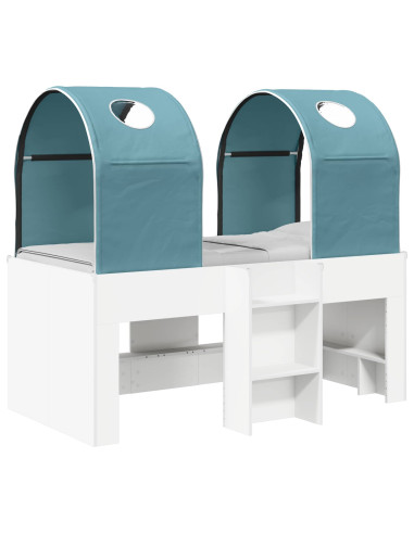 Letto con Tunnel 4 pcs Bianco e azzurro Legno ingegnerizzato