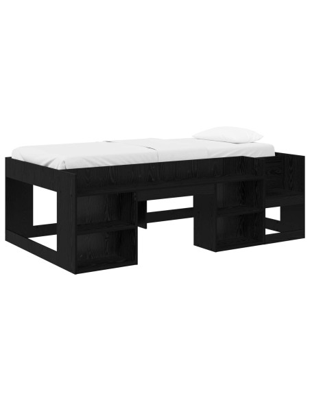 Telaio del letto con storage Rovere Nero 75 x 190 cm
