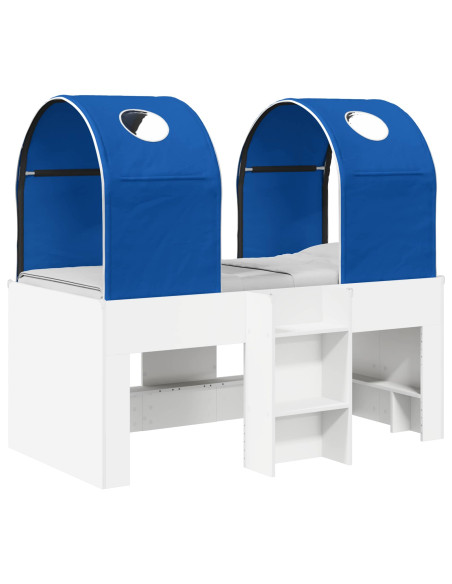 Letto con Tunnel 4 pcs Bianco e Blu Legno ingegnerizzato