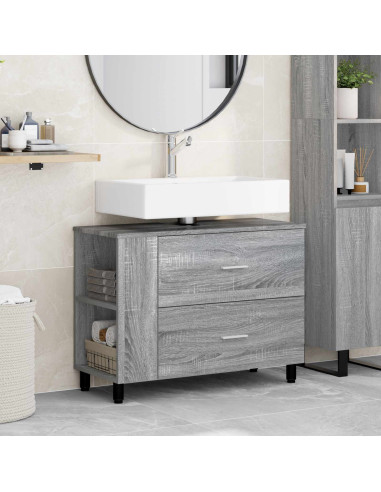 Mobiletto da bagno Sonoma grigio 80 x 35 x 60 cm