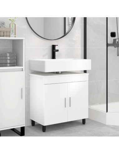 Mobiletto da bagno Bianco 60 x 35 x 60 cm Legno ingegnerizzato
