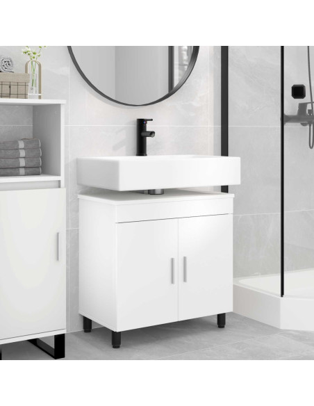 Mobiletto da bagno Bianco 60 x 35 x 60 cm Legno ingegnerizzato