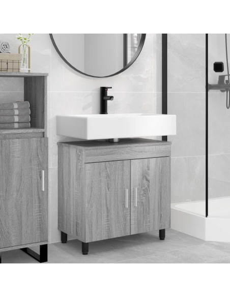Mobiletto da bagno Sonoma grigio 60 x 35 x 60 cm