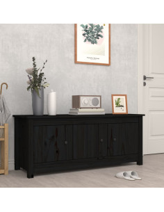 Scarpiera Nera 110x38x45,5 cm in Legno Massello di Pino